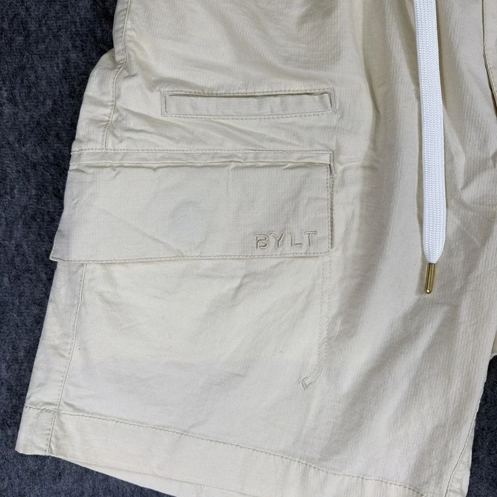 BYLT Weekender Shorts Mens Medium Sand Beige‎ Cargo Stretch Casual Drawstring